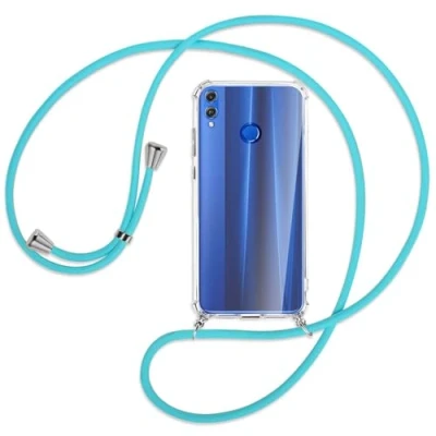 Abbildung von mtb more energy Handykette kompatibel mit Honor 8X (6.5&#039;&#039;) türkis Smartphone Hülle zum Umhängen Anti Shock Full TPU Case