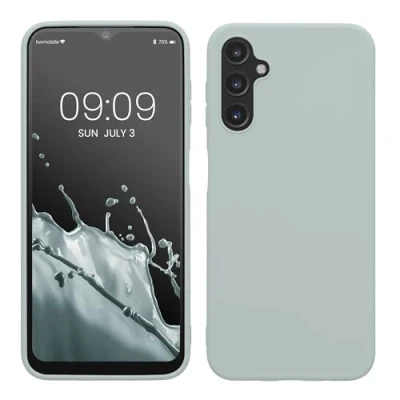 Abbildung von kwmobile Hülle kompatibel mit Samsung Galaxy A14 5G weiches TPU Silikon Case Cover geeignet für kabelloses Laden Cool Mint