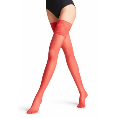 Abbildung von Falke Englatt STAY UPS Denier Transparent Overkneestrümpfe red, Damen, Größe: 40/42, Red