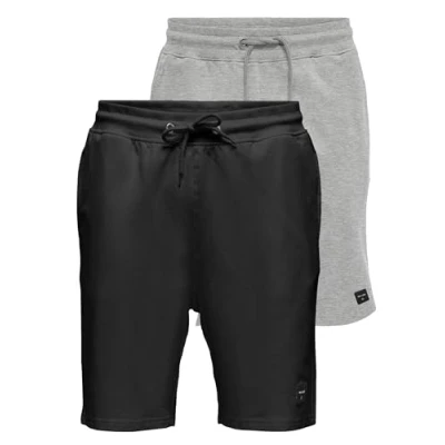 Abbildung von Only &amp; Sons Onsneil 2 PACK Shorts, Herren, Größe: Medium, Black/grey