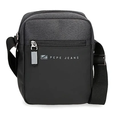 Abbildung von Pepe Jeans Jarvis Umhängetasche, mittelgroß, Schwarz, 17 x 22 6 cm, Polyester mit Details aus Kunstleder
