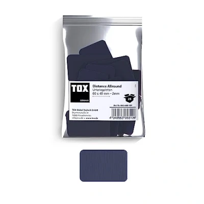 Abbildung von TOX Distance Allround Unterlegplatten, Ausgleichsplatten aus Kunststoff, belastbar bis 5 Tonnen, Polypropylen, 60 x 40 2 mm, 1 Beutel, 25 Stk., 065600107