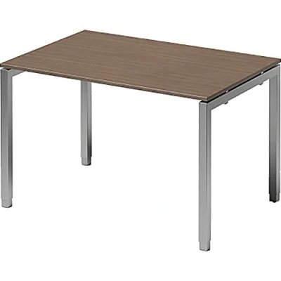 Abbildung von BISLEY Cito Schreibtisch, 650 850 mm höheneinstellbares U Gestell, Metall, Wn355 Dekor Nußbaum, Gestell Silber, 80 x 120 85 cm