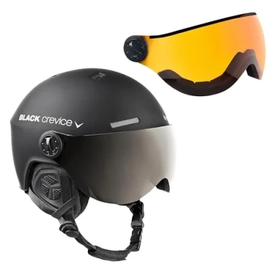 Abbildung von Black Crevice Skihelm Arlberg mit 2 Visier, schwarz, S (51 53)