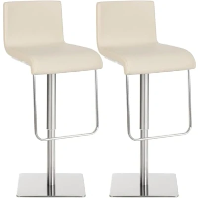 Abbildung von CLP 2er Set Barhocker Limon Mit Kunstleder Bezug, Farbe:Creme, Gestell Farbe:Edelstahl