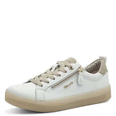 Abbildung von Tamaris Comfort Damen Sneaker flach mit Reißverschluss Freizeit, Mehrfarbig (White/Beige), 44 EU