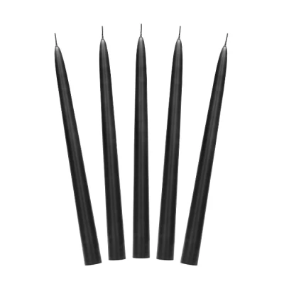 Abbildung von partydeco Spitzkerze, Spitzkerzen 24cm schwarz matt, 10 Stück