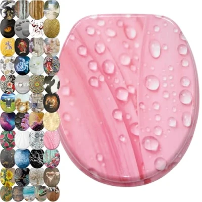 Abbildung von Sanilo WC Sitz mit Absenkautomatik, hochwertiger Toilettendeckel, einfache Montage, stabile Scharniere (Pink Flower)