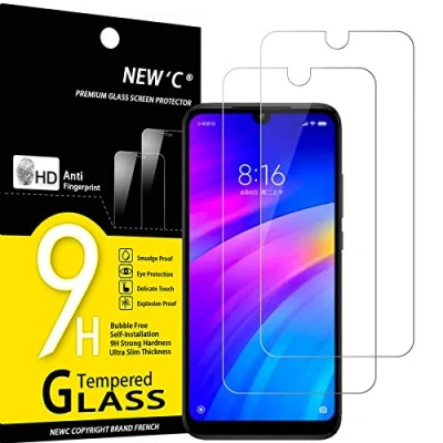 Abbildung von NEW&#039;C 2 Stück, Panzer Schutz Glas für Xiaomi Redmi 7, Y3, Frei von Kratzern, 9H Härte, HD Displayschutzfolie, 0.33mm Ultra klar, Ultrabeständig