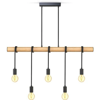 Abbildung von B.K.Licht Pendelleuchte mit E27 Fassung, max. 60 Watt, Vintage, Hängeleuchte, Hängelampe Esstisch, Esszimmerlampe hängend, Wohnzimmerlampe, Küchenlampe, Retro, 90x103 cm, Schwarz