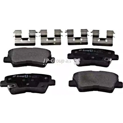 Abbildung von JP GROUP 3563701110 Bremsbelagsatz Hinterachse mit akustischer Verschleißwarnung KIA: cee‘d II Sportswagon, RIO 3, Schrägheck