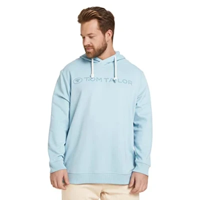 Abbildung von TOM TAILOR Herren Hoodie mit Logoprint 1032080, 26298 Calm Cloud Blue, XXL