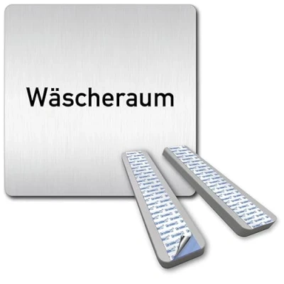 Abbildung von Türschilder24 XXL Schild Türschild 125 x mm Waschküche Waschraum Wäscheraum Waschmaschine 1,5 Aluminium Vollmaterial 100% Made in Germany (Wäscheraum + Abstandshalter)