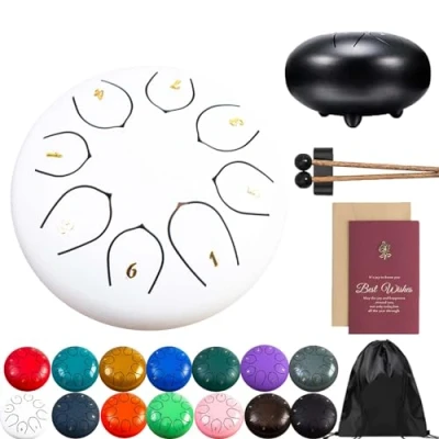 Abbildung von Rain Drum For Outside Garden, Steel Tongue Chime, 8 Note 6 Inch Chakra Rain, Metal Chimes Outside, Musical Education Entertainment Meditation Yoga Zen Gifts (A)