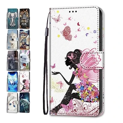 Abbildung von Hülle für Samsung Galaxy A50 Leder Tasche Flip Case Mädchen Jungs Muster Design Etui Schutzhülle Cover Handyhülle Weibliche Elfen