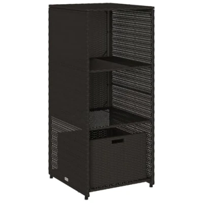 Abbildung von vidaXL Gartenschrank, Geräteschrank mit viel Stauraum, Beistellschrank Schrank Türen, Balkonschrank Terrassenschrank, Schwarz Poly Rattan