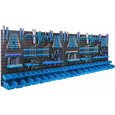 Abbildung von botle 46 Stapelboxen Wandregal Kunststoff 231,6 x 78 cm Werkzeughalter Werkstatt Garage Lagersystem Sichtlagerkästen Schütte