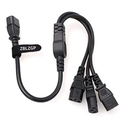 Abbildung von ZBLZGP IEC 320 C14 Stecker auf 4XC13 Buchse Verlängerungskabel, 4 x C13 UPS/PDU Y Typ Splitter Stromkabel, 250V/10A (C14 3xC13 60cm)