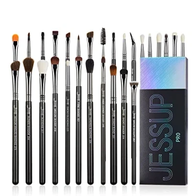 Abbildung von Jessup Pinselset Makeup Pinsel Lidschattenpinsel Set 28 Stk Augenpinsel Professionelles Augen Make Up Augenpinselset Lidschattenpinselset Eyeshadow Eye Brush Schwarz Silber T341