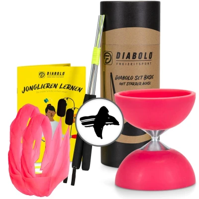 Abbildung von Jonglierset mit Diabolo Set Basic (pink) &amp; Soft Poi (pink). UV reaktiv