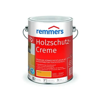 Abbildung von Remmers Holzschutz Creme 3in1 kiefer, 2,5 Liter, tropffreie Holzlasur für aussen, 3in1: Imprägnierung, Grundierung &amp; Lasur in EINEM Arbeitsgang