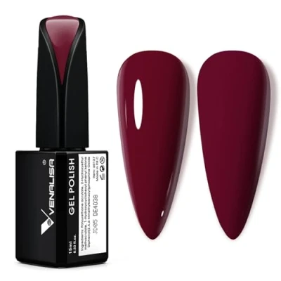 Abbildung von VENALISA UV Nagellack Dunkelrot Gellack Gel für Nagellampe Langlebige Maniküre Nagelgellack Soak Off Nail Polish Rot 15ml