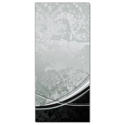 Abbildung von Wallario Selbstklebende Türtapete Grau Schwarze Schnörkelei mit Wellen Türposter 93 x 205 cm Abwischbar, rückstandsfrei zu entfernen