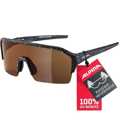 Abbildung von ALPINA RAM HR Q LITE Verspiegelte, Kontrastverstärkende &amp; Beschlagfreie Sport Fahrradbrille Mit 100% UV Schutz Für Erwachsene, black blur matt, One Size