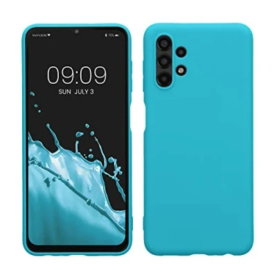 Abbildung von kwmobile Hülle kompatibel mit Samsung Galaxy A13 4G weiches TPU Silikon Case Cover geeignet für kabelloses Laden Cool Glacier