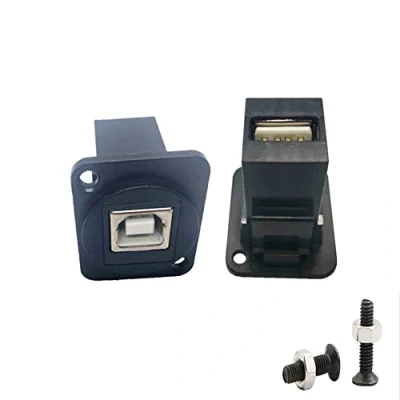 Abbildung von SHANFEILU USB 2.0 D Panel Mount Connector B auf A Adapter lötfreie Buchse Konverter Datenübertragung für Audio Video Optoelektronisches Netzwerk