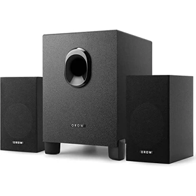 Abbildung von OROW PC Lautsprecher,16W 2.1 Lautsprecher für mit Subwoofer, USB betriebene,HI FI Stereo Sound,Computer Lautsprecher,Starke Bass, Ideal Gaming/PC (Holz)