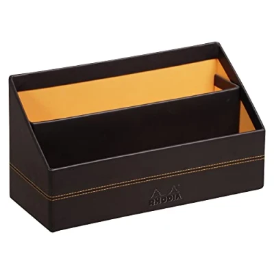 Abbildung von Rhodia 118846C Briefablage (mit 2 Fächern, aus italienischem Kunstleder, 20 x 10 x14 cm, ideal für Ihr Schreibtisch) schwarz