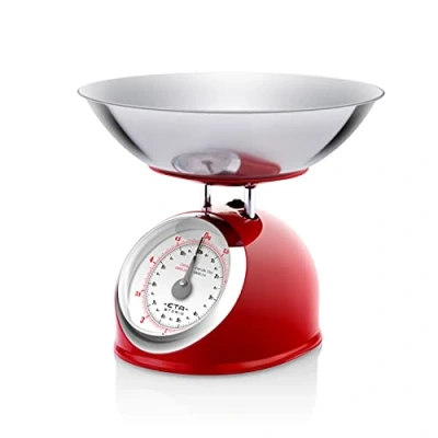 Abbildung von eta Küchenwaage &quot;STORIO rot ETA577790030 Retro&quot;, (2 tlg.), analog, Ganzmetall Design mit einer Edelstahlschale