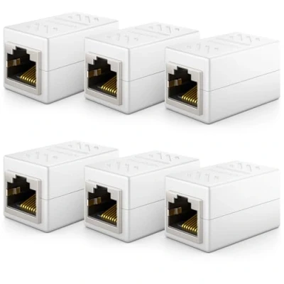 Abbildung von deleyCON 6X CAT6 Kupplung Verbinder Netzwerkkabel Patchkabel Ethernet Kabel Adapter Modular Geschirmt 2X RJ45 Buchse DSL LAN Weiß