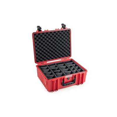 Abbildung von B&amp;W International Transportkoffer Outdoor Typ 6000 Rot mit Variabler Facheinteilung wasserdicht nach IP67 Zertifizierung, staubdicht, bruchsicher und unverwüstlich