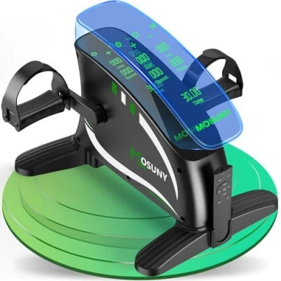 Abbildung von [Aktualisiert] MOSUNY Elektrischer Pedaltrainer für Zuhause mit 6 Widerstandsstufen + 15 Geschwindigkeitsstufen, großem LCD Display, 2in1 Arm und Beintrainer Mini Heimtrainer Senioren (MC58C)