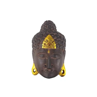 Abbildung von Woru Buddha Maske Gold, handgearbeitete Holz aus Bali, Wandmaske, Grösse:35 cm