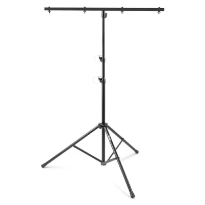 Abbildung von BeamZ LS25T Lichtstativ DJ, T Bar, höhenverstellbar 1,2 2,75 Meter, Traglast max. 25kg, Stativ Licht mit Stange, Lampenstativ, Dreibein Lichtständer für bis zu 4 DJ Effekte Schwarz
