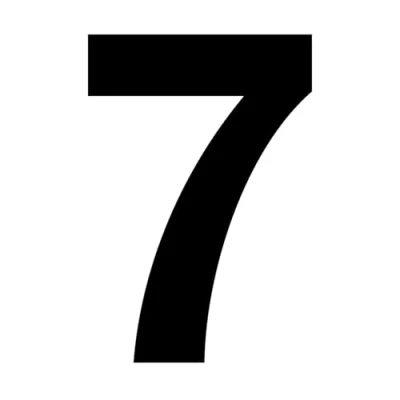 Abbildung von Zahlen Aufkleber Nr. 7 in schwarz I Höhe 10 cm selbstklebende Haus Nummer, Ziffer zum Aufkleben für Außen, Briefkasten, Tür wetterfest kfz6737