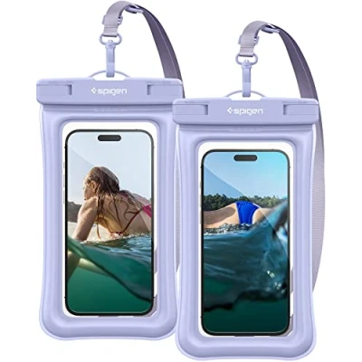 Abbildung von Spigen Aqua Shield wasserdichte Handyhülle Schwimmend [2 Stück] IPX8 Wasserfeste Handytasche Unterwasser Hülle Kompatibel mit iPhone, Galaxy, Xiaomi, Google Smartphones Blue