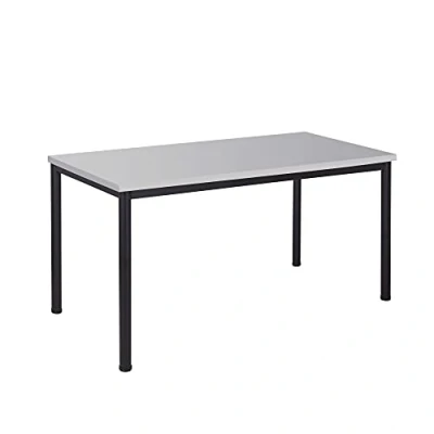 Abbildung von Schreibtisch u. Besprechungstisch mit schwarzem Tischgestell Konferenztisch Bürotisch Computertisch Mehrzwecktisch Arbeitstisch PC Tisch Homeoffice (lichtgrau, 140 x 80 77,5 cm)