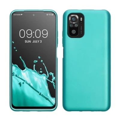 Abbildung von kwmobile Case kompatibel mit Xiaomi Redmi Note 10 / 10S Hülle Schutzhülle aus Silikon metallisch schimmernd Handyhülle Metallic Mintgrün