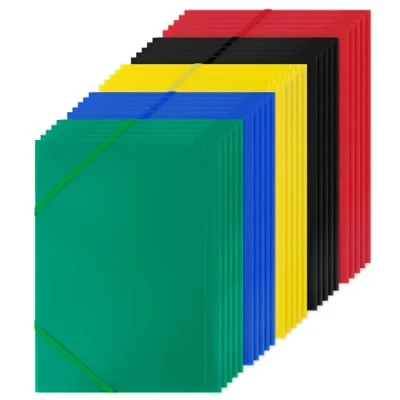 Abbildung von 25PCS Sammelmappe A4 mit Gummizug, Einschlagmappe PP Kunststoff Eckspanner Mappe DIN A4, Ordnungsmappe, Dokumentenmappe, Leichter Ordner für Akten, Besprechungen, Berichte, Bürobedarf