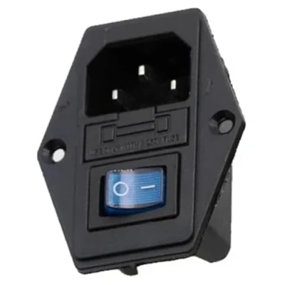 Abbildung von Kaltgeräte Einbau Buchse C14, mit Blau Schalter und Sicherung, 3 Pin 220 250V/10A Audio Kupplung Stecker Buchse, in 1 Einlassmodulstecker Lampe