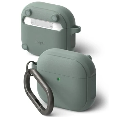Abbildung von Ringke Onyx Magnetic [Kompatibel mit MagSafe] für AirPods 4 Case Hülle, rutschfeste Stoßfeste Festem Griff Schutzhülle Magnetisches Laden Karabiner 4. Generation Sage Green