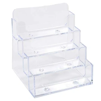 Abbildung von Exacompta 71158D Visitenkartenhalter Exacyrl aus robustem Acryl 4 Stufen gefertigt einem Guss kristall ideal für Schreibtisch und Büro Verkaufsbüro Visitenkarte Ständer