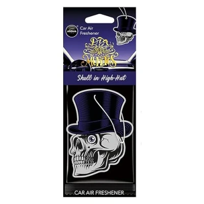 Abbildung von Lufterfrischer fürs Auto, zum Aufhängen, Aroma Car Skull In A High Hat (Violett)