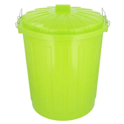 Abbildung von HRB Maxitonne 50 Liter grün, Tonne aus stabilem Hartplastik, abnehmbarer Deckel mit Verschlüssen, geeignet für Wäsche, Spielzeug oder als Mülleimer Küche