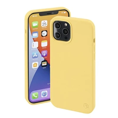 Abbildung von Hama Hülle für Apple iPhone 12 Pro Max kompatibel mit MagSafe (Magnetische induktives Laden, Handyhülle schützt vor Stößen, Kratzern und Schmutz, seidig mattes Case aus robustem TPU) gelb