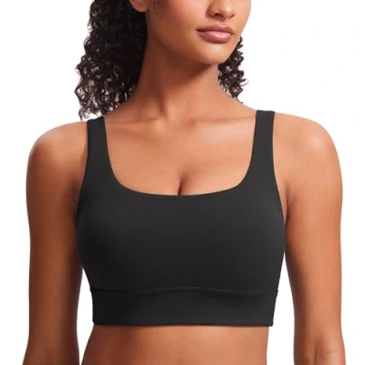 Abbildung von CRZ Yoga Damen ButterLuxe Sport BH U Back Ohne Buegel Große Brüste Fitness Top Schwarz XL